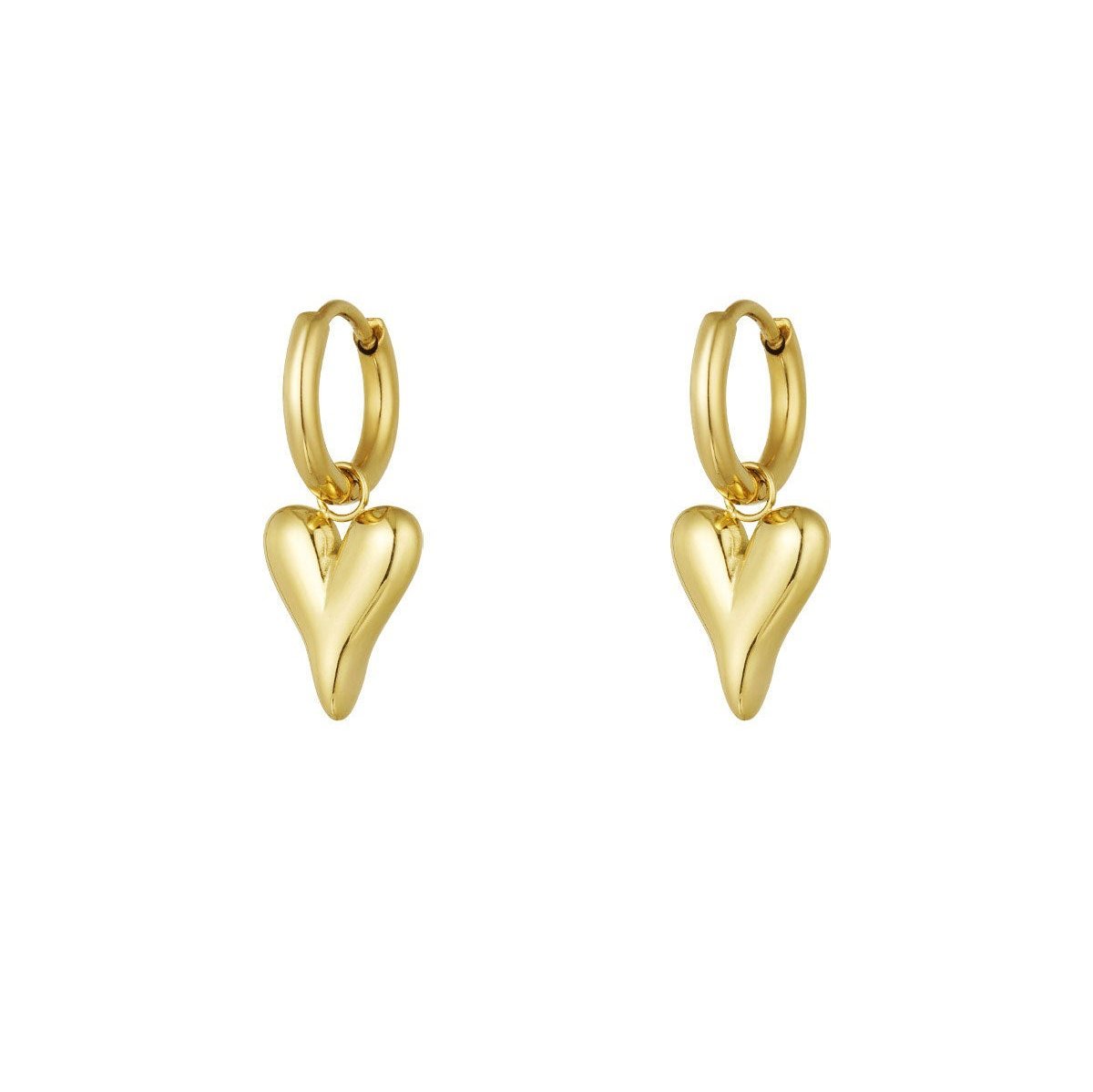 Ohrhänger Ohrringe - Creolen mit Herzanhänger aus Edelstahl – Wasserfest - Gold - oy - 126 - gold - Beau Soleil Jewelry