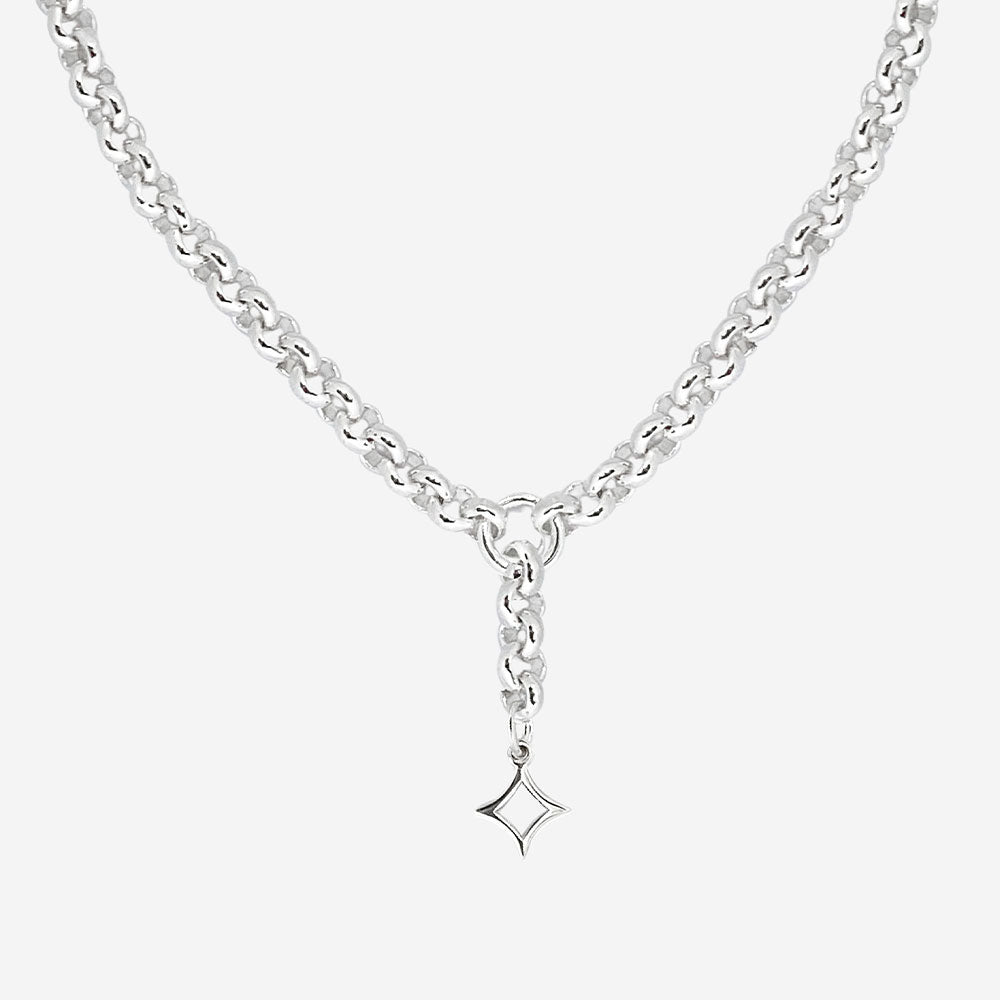 Ketten - Elegante Halskette für Frauen - Rollokette mit Stern-Anhänger - K313 - si - Beau Soleil Jewelry