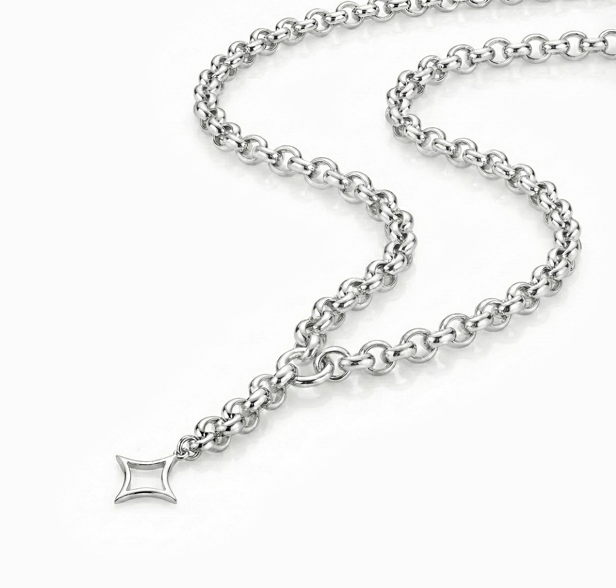 Ketten - Elegante Halskette für Frauen - Rollokette mit Stern-Anhänger - K313 - si - Beau Soleil Jewelry