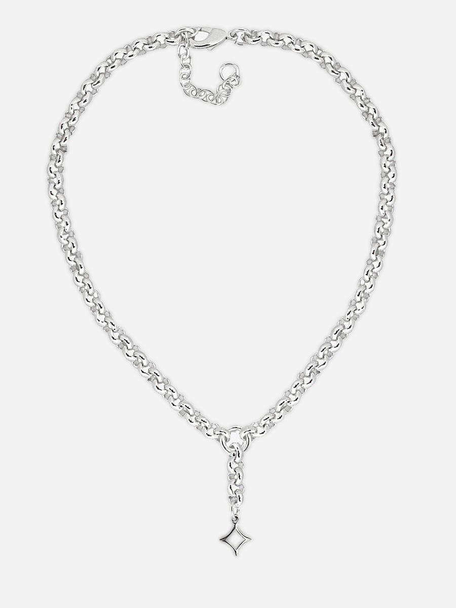 Ketten - Elegante Halskette für Frauen - Rollokette mit Stern-Anhänger - K313 - si - Beau Soleil Jewelry