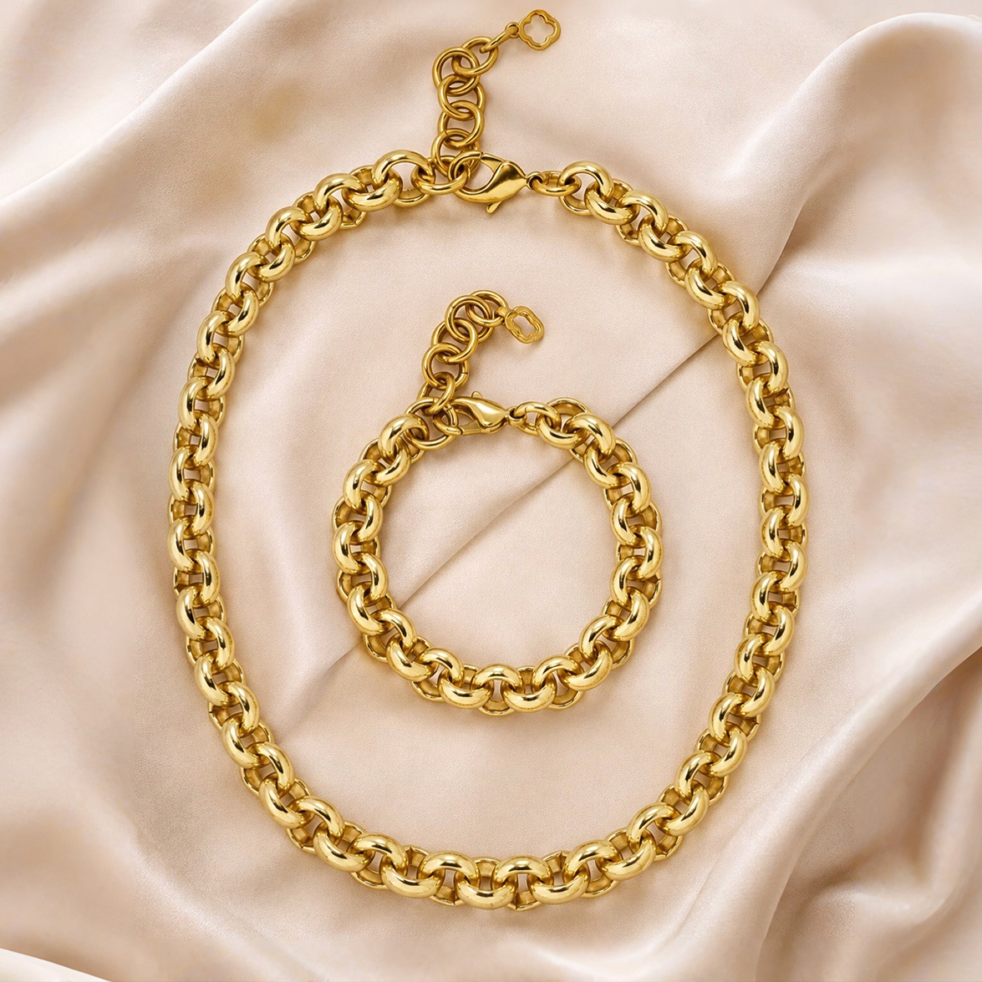 Schmuck Set’s - Elegantes Schmuck - Set aus massiven Rollogliedern - Gold - KA311go - Beau Soleil Jewelry