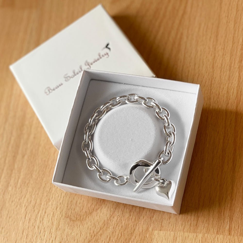 Armbänder - Glieder - Armband mit Herzanhänger - Silber - a306 - 18 - silber - Beau Soleil Jewelry