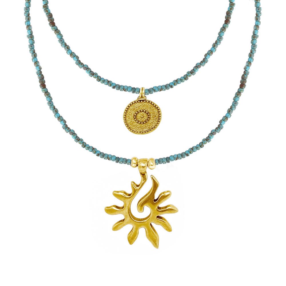 Schmuck Set’s - Ketten Schmuck Set mit Anhänger Sonne - Gold - k515 - k516 - tuerkis - go - Beau Soleil Jewelry