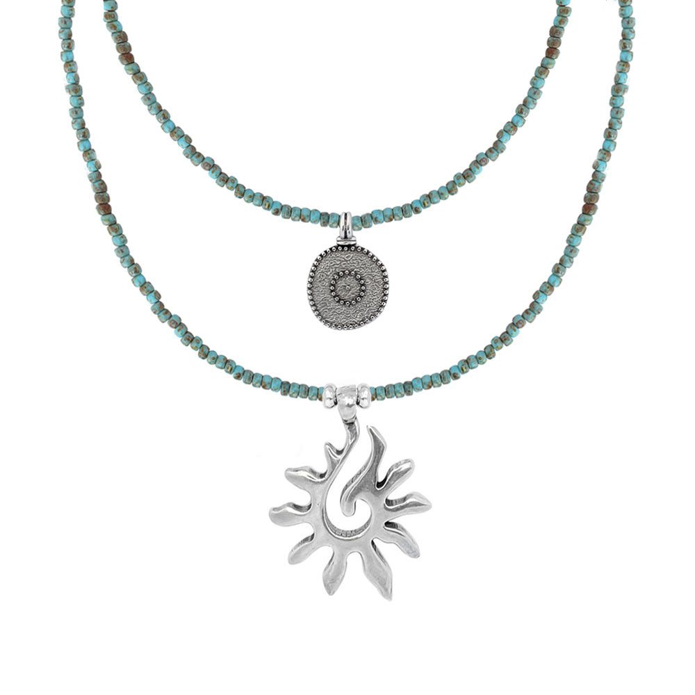 Schmuck Set’s - Ketten Schmuck Set mit Anhänger Sonne - Silber - k515 - k516 - tuerkis - si - Beau Soleil Jewelry