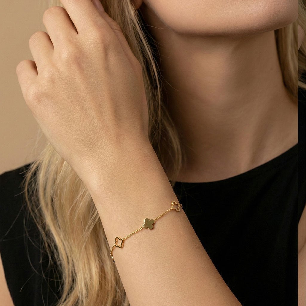 Armbänder - Kleeblatt - Armband aus Edelstahl - Gold - ay-110.go.klee-4.2.26 - Beau Soleil Jewelry