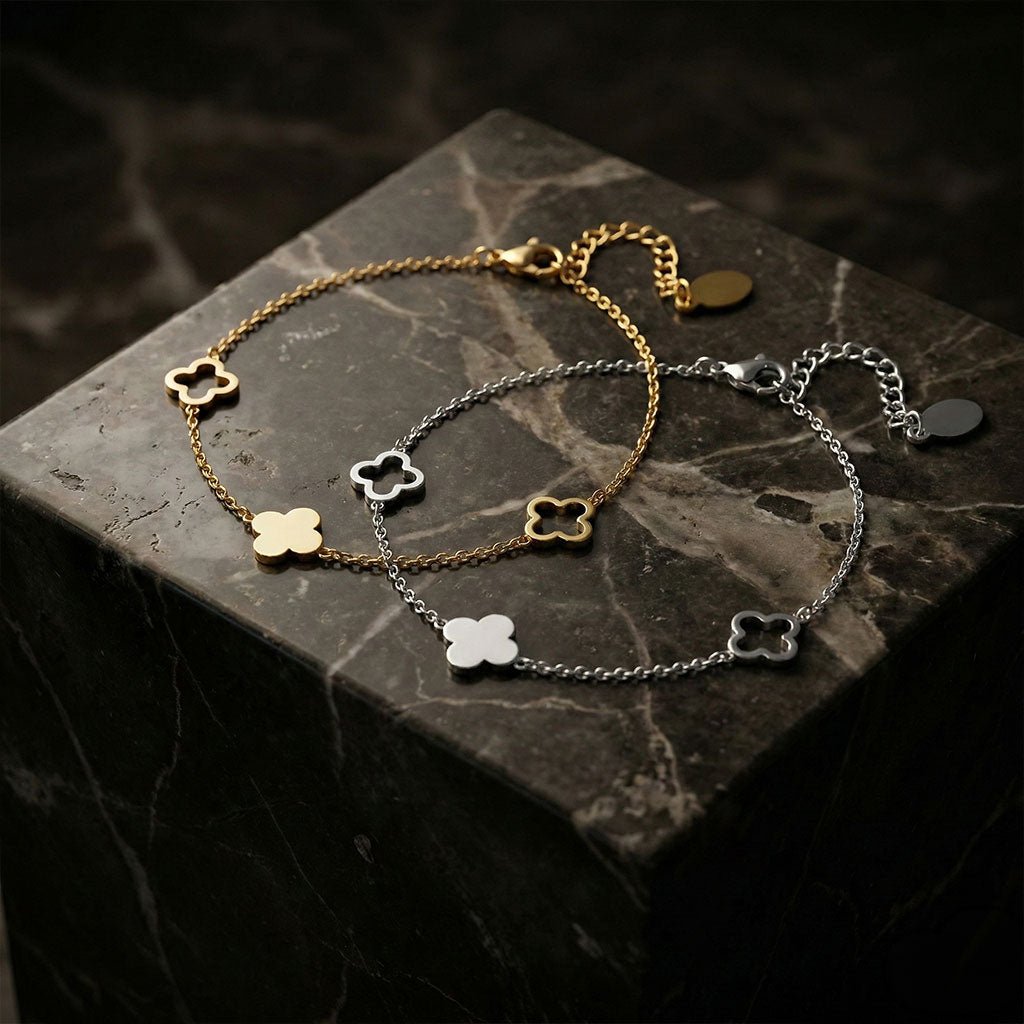 Armbänder - Kleeblatt - Armband aus Edelstahl - Silber - ay-110.si.klee-4.2.26 - Beau Soleil Jewelry