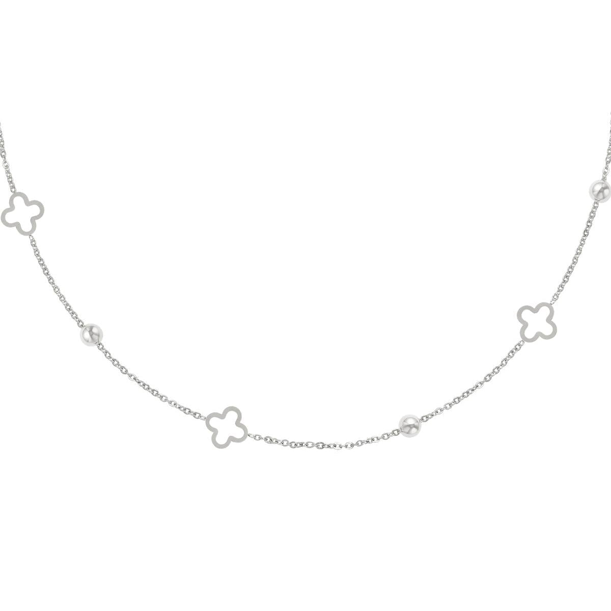 Ketten - Kleeblatt - Halskette aus Edelstahl - Silber - ky-110-si - Beau Soleil Jewelry