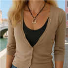 Ketten - Lederkette mit Ring vergoldet oder versilbert - Gold - K262 - gold - braun - Beau Soleil Jewelry