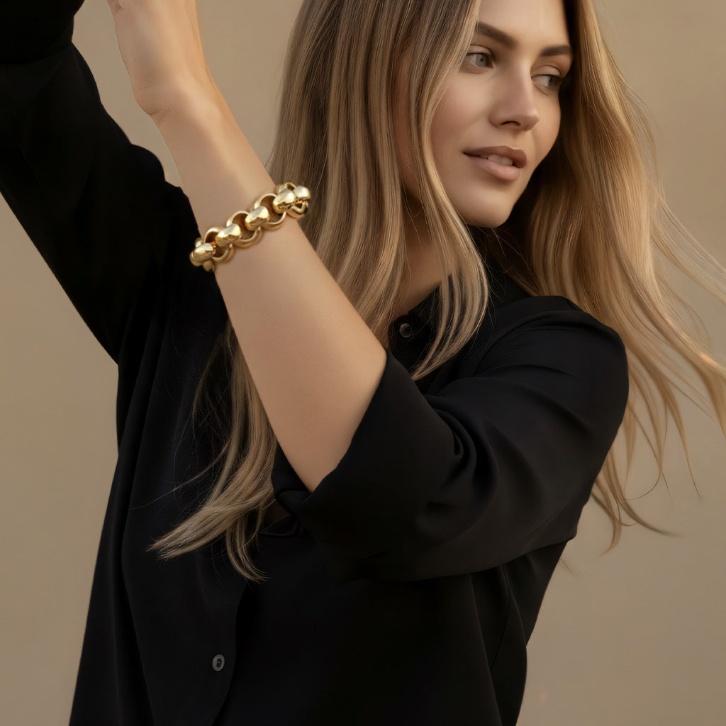 Armbänder - Massives Glieder - Armband mit großen Rollogliedern - Gold - A201 - gold - Beau Soleil Jewelry