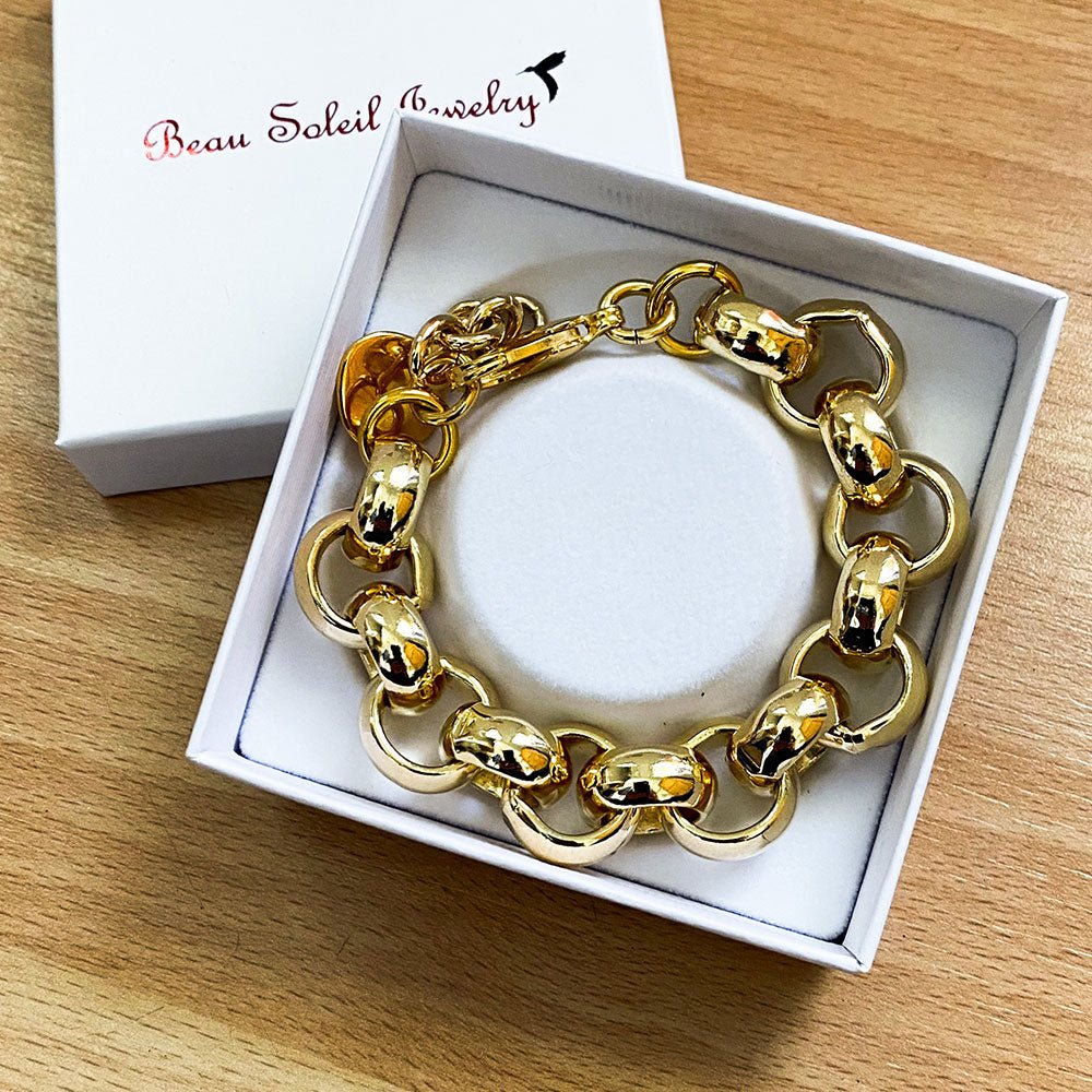 Armbänder - Massives Rolo - Armband mit großen Gliedern für Damen - Gold - A201 - gold - Beau Soleil Jewelry