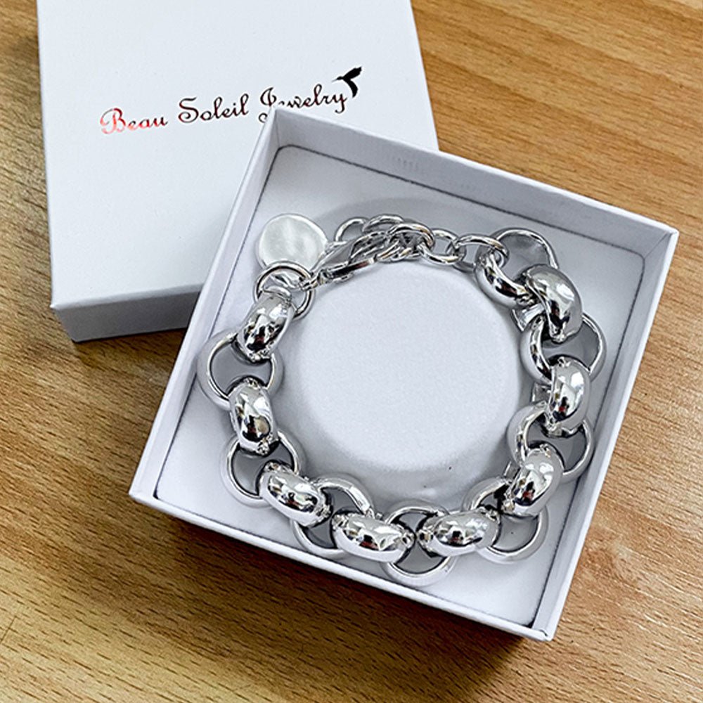 Armbänder - Massives Rolo - Armband mit großen Gliedern für Damen - rhodiniert - A201 - gold - Beau Soleil Jewelry