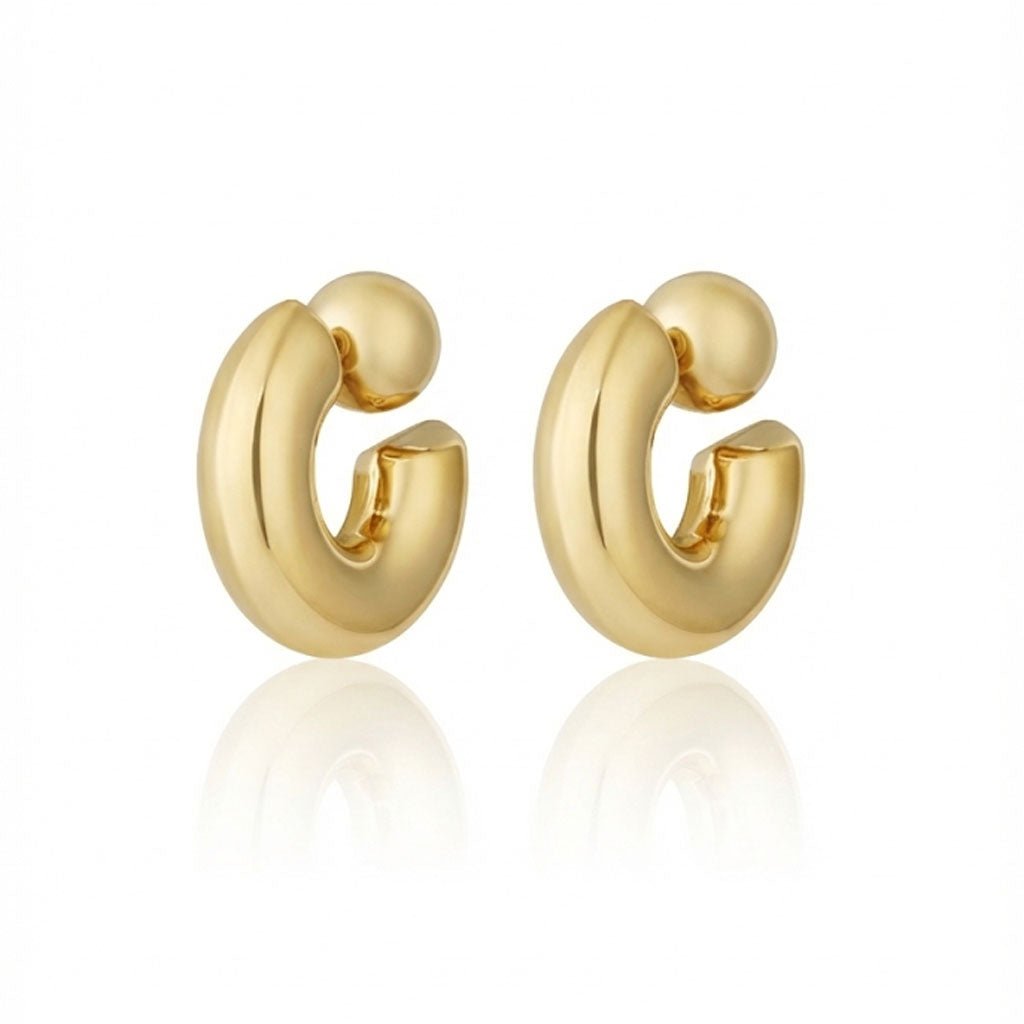 Ohrhänger Ohrringe - Moderne Creolen aus Edelstahl – Statement - Ohrringe für Damen - Gold - chunky-creolen-gold-oy119 - Beau Soleil Jewelry
