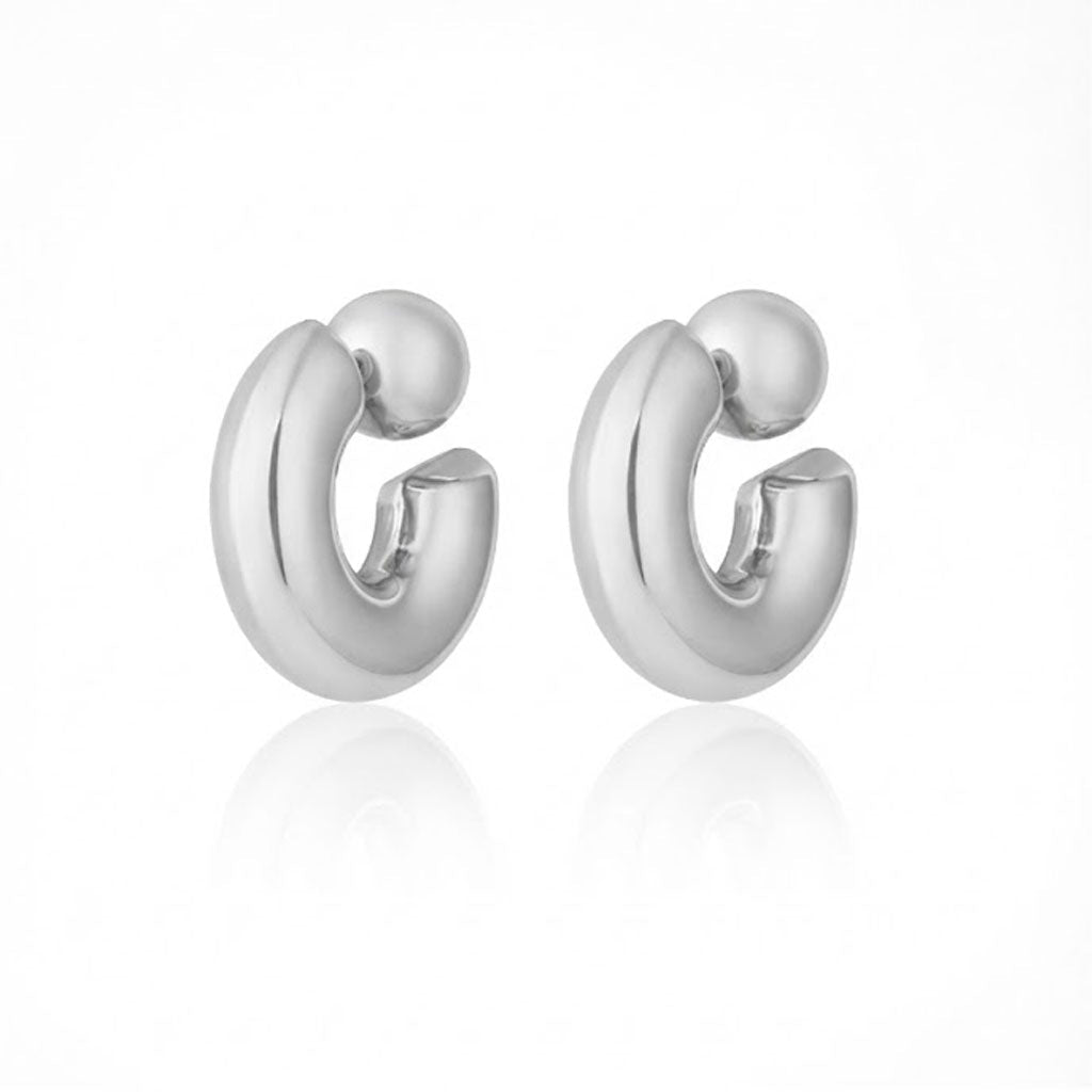 Ohrhänger Ohrringe - Moderne Creolen aus Edelstahl – Statement - Ohrringe für Damen - Silber - chunky-creolen-silber-oy119 - Beau Soleil Jewelry