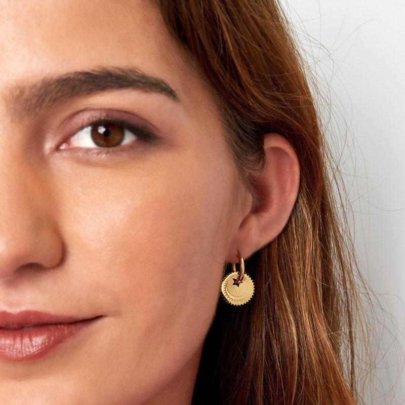 Ohrhänger Ohrringe - Ohrringe Creolen mit Stern-Münze - Gold - oy-125-gold - Beau Soleil Jewelry