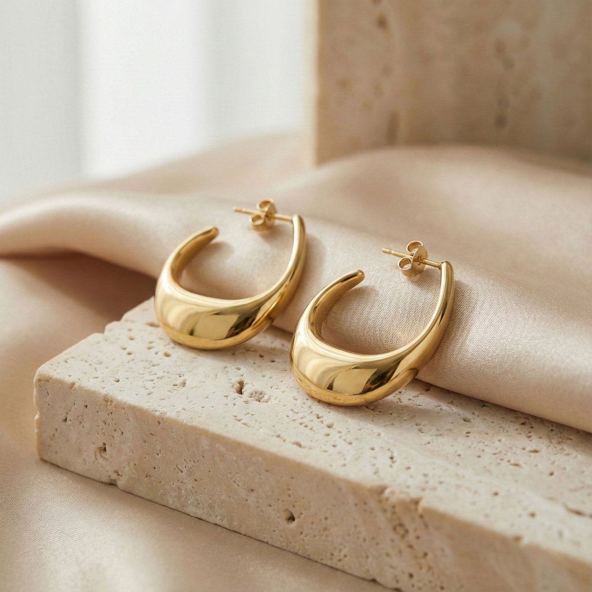 Ohrhänger Ohrringe Ohrstecker - Statement - Ohrstecker aus Edelstahl - Gold - O367 - Beau Soleil Jewelry