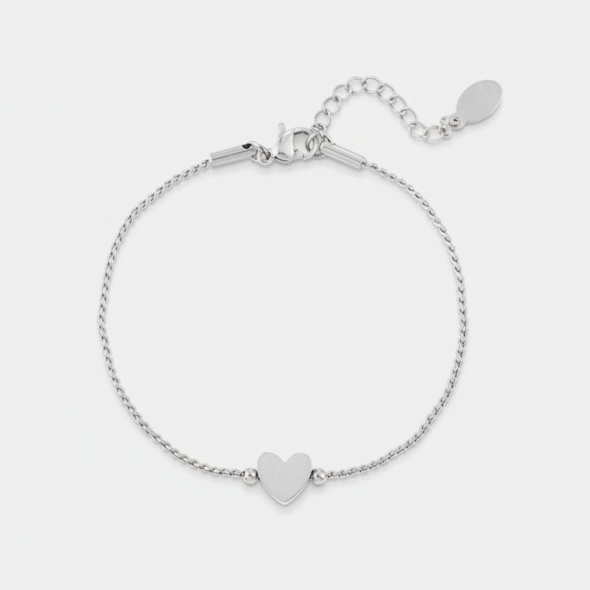 Armbänder - Zartes Edelstahlarmband mit Herz - Silber - armband-herz-ye-31-1-26-si - Beau Soleil Jewelry