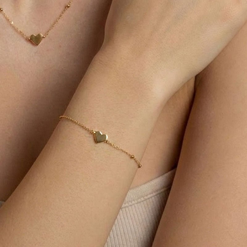 Armbänder - Zartes Edelstahlarmband mit Herz - Silber - armband-herz-ye-31-1-26-si - Beau Soleil Jewelry