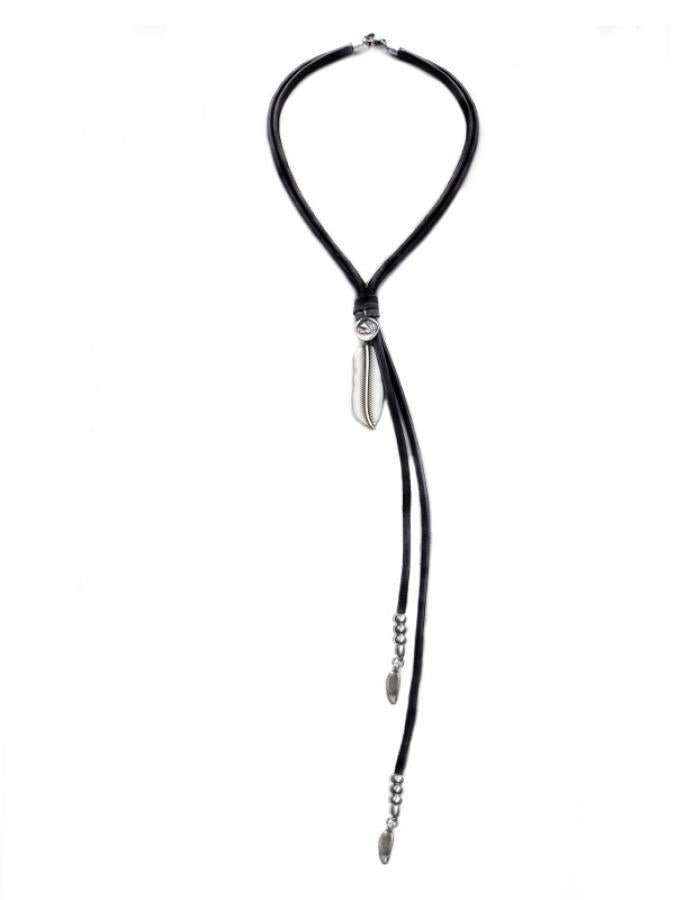 Ketten - Lederkette mit Feder und Münze - Braun - K180 - Beau Soleil Jewelry