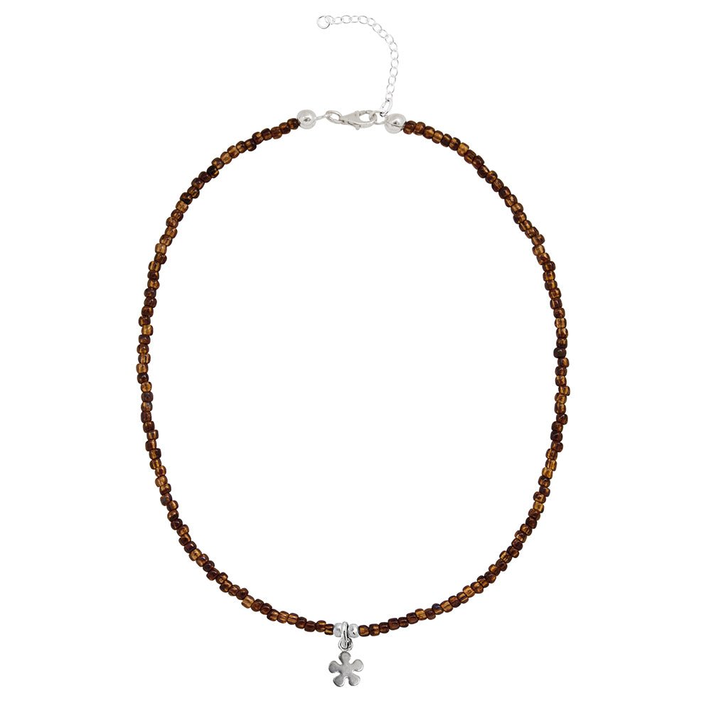 Ketten - 925 Silber Kette Blume - Bernstein - K-501-blume-Bernstein - Beau Soleil Jewelry