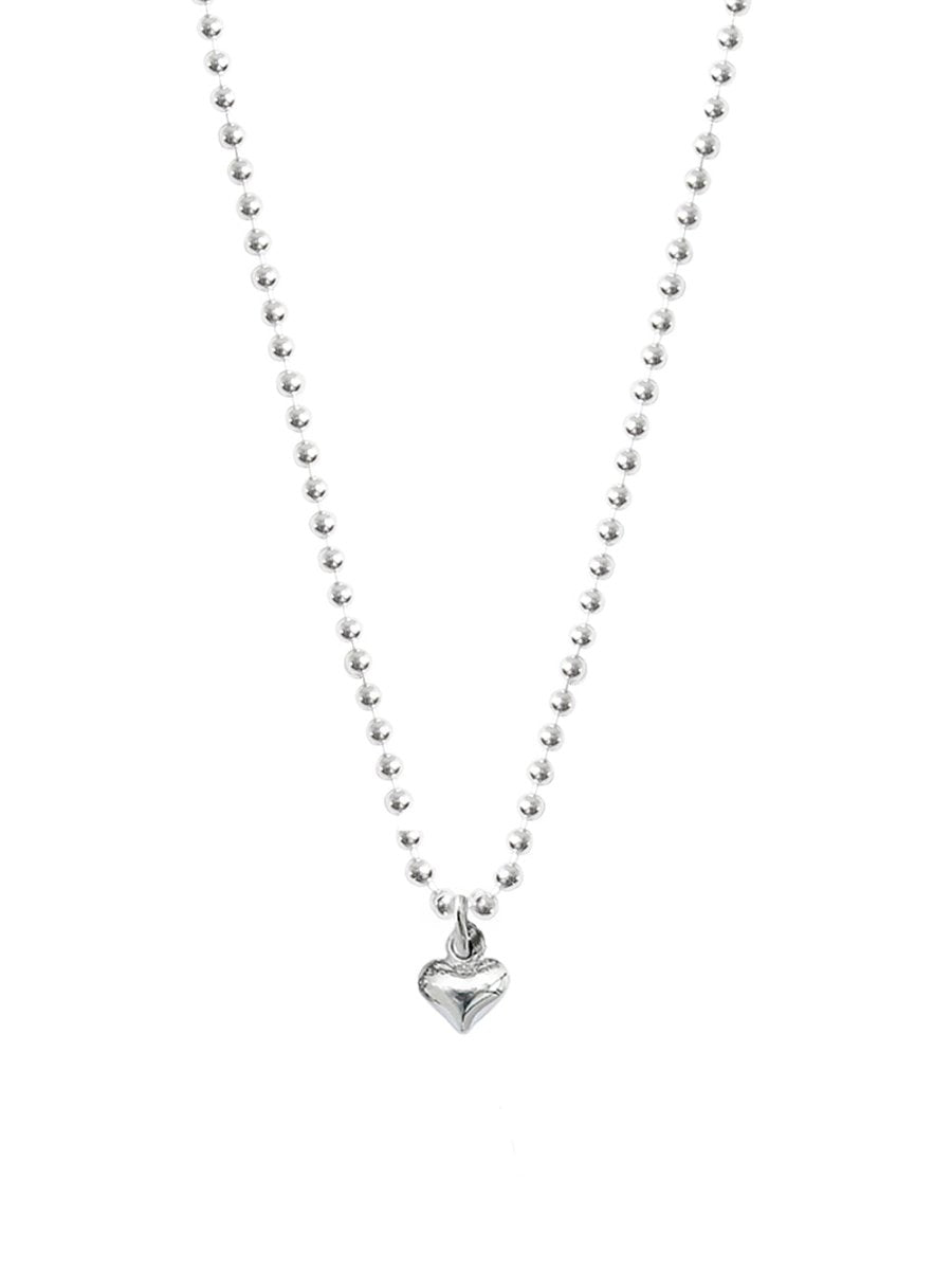 925 Silber Kugelkette mit Herz Anhänger