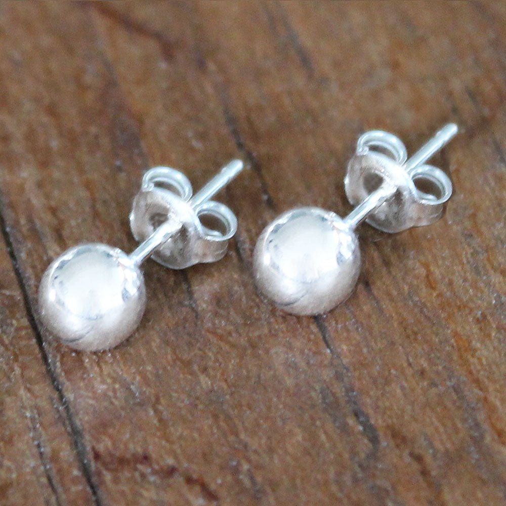 Leder Ohrhänger Ohrringe - 925 Silber Ohrstecker mit Kugel für jeden Tag - - Beau Soleil Jewelry