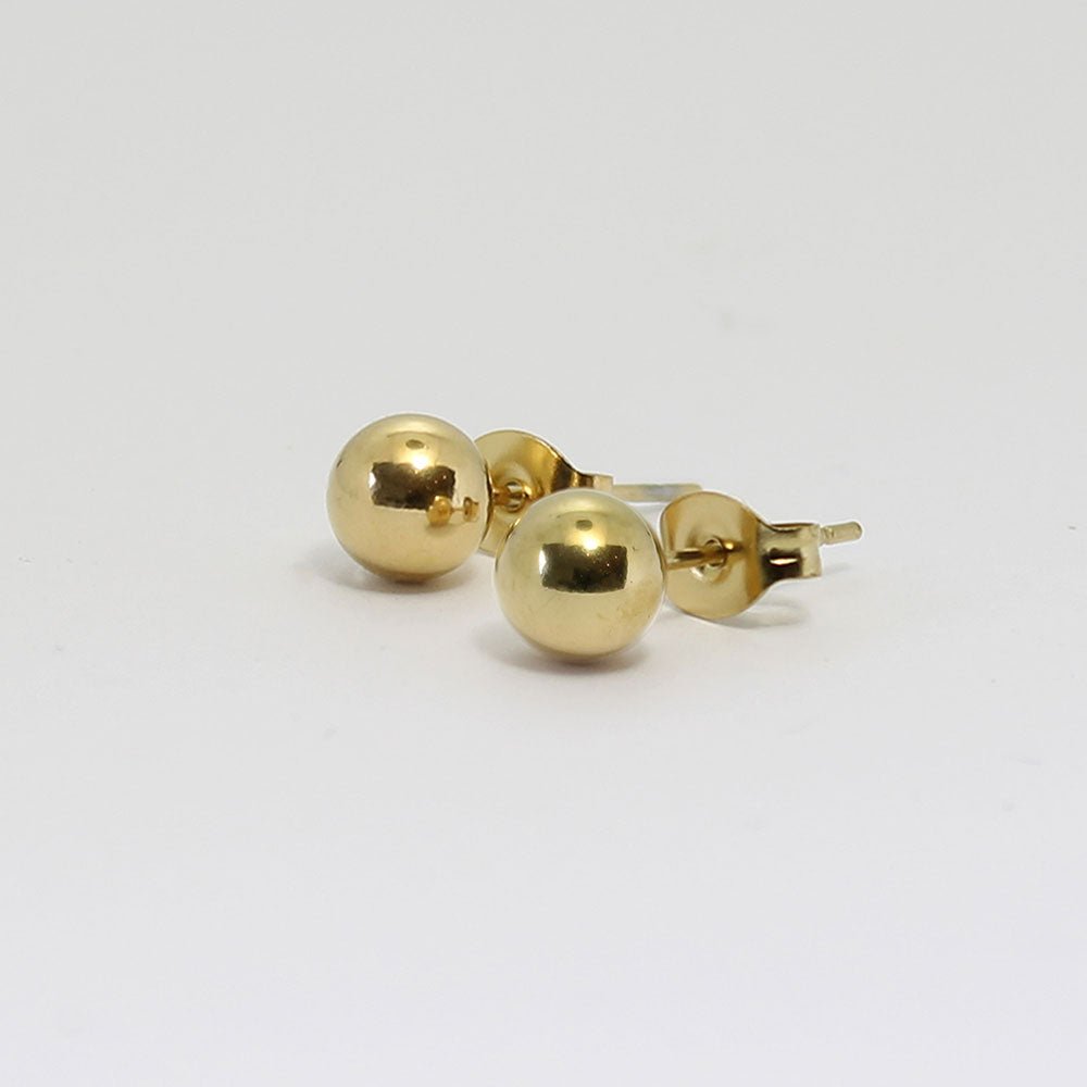 Leder Ohrhänger Ohrringe - 925 Silber Ohrstecker mit Kugel für jeden Tag - Gold - O-266-gold - Beau Soleil Jewelry