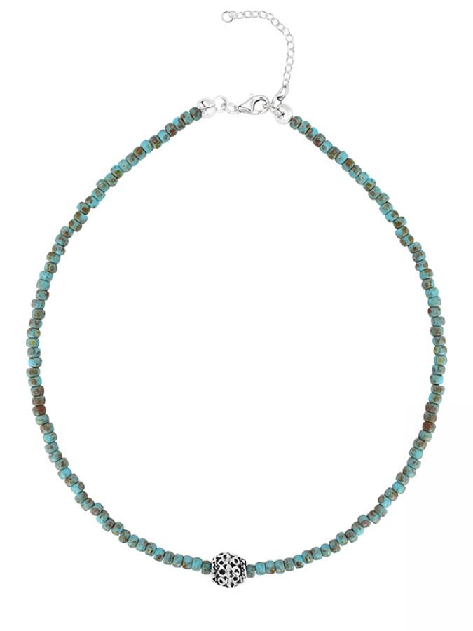 Ketten - Kurze Kette Collier in Türkis K265 - Silber - Beau Soleil Jewelry