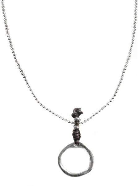Ketten - Kurze Halskette Collier Kugelkette mit Ring Anhänger - Braun - K223 - Beau Soleil Jewelry