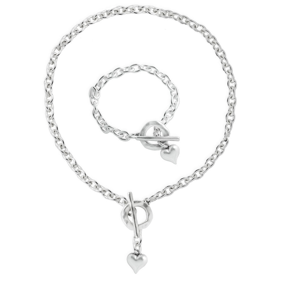 Schmuck Set’s - Schmuck-Set - Halskette und Armband mit Herzanhänger - Silber - k306+a306-18 - Beau Soleil Jewelry