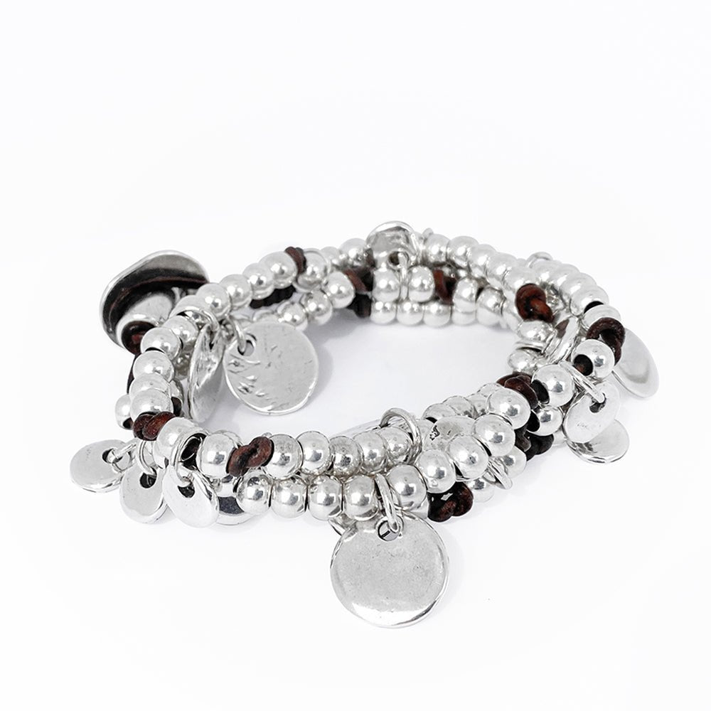 Armbänder - Wickelarmband mit Coins A902 - Braun - 902A-19-Braun - Beau Soleil Jewelry