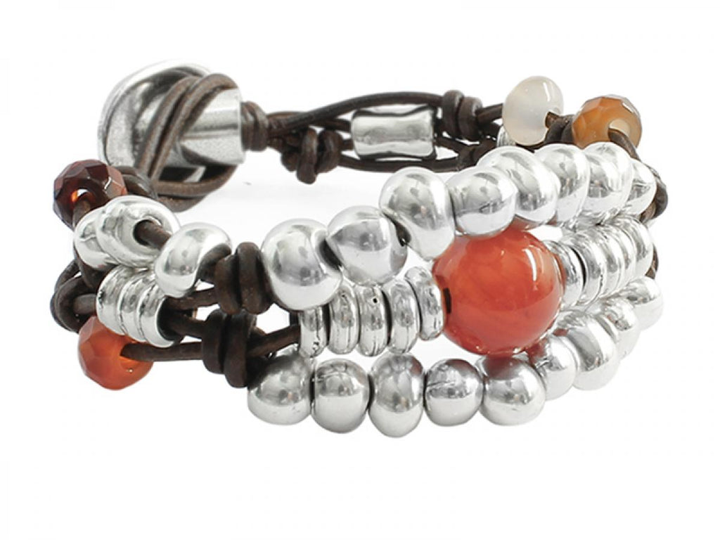 Armbänder - Armband Leder Karneol - Braun 18 - A966-carneol-18-Braun - Beau Soleil Jewelry