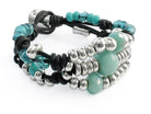 Armbänder - Damen Armband Leder Amazonit Edelstein - 21-Schwarz - A966 - Beau Soleil Jewelry