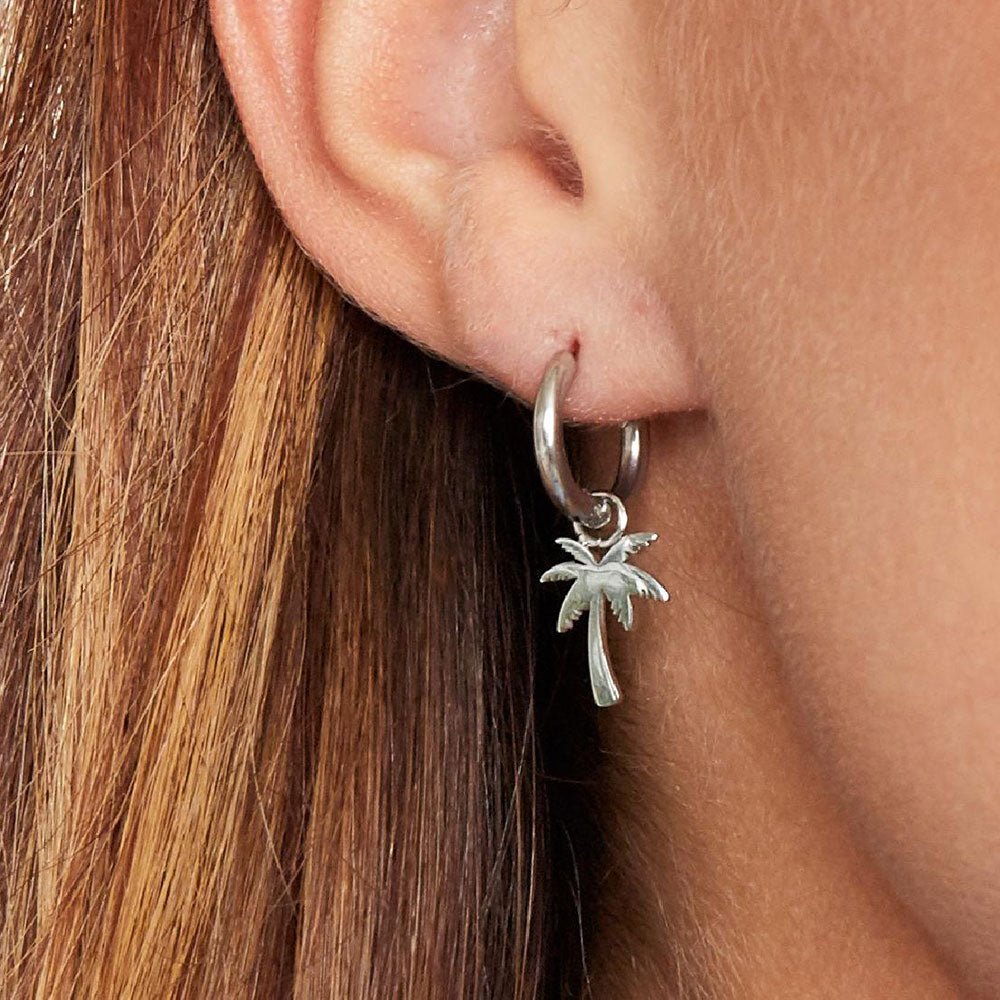 Ohrhänger Ohrringe - Creolen mit Palmen-Anhänger - Gold - O270-palme-gold - Beau Soleil Jewelry