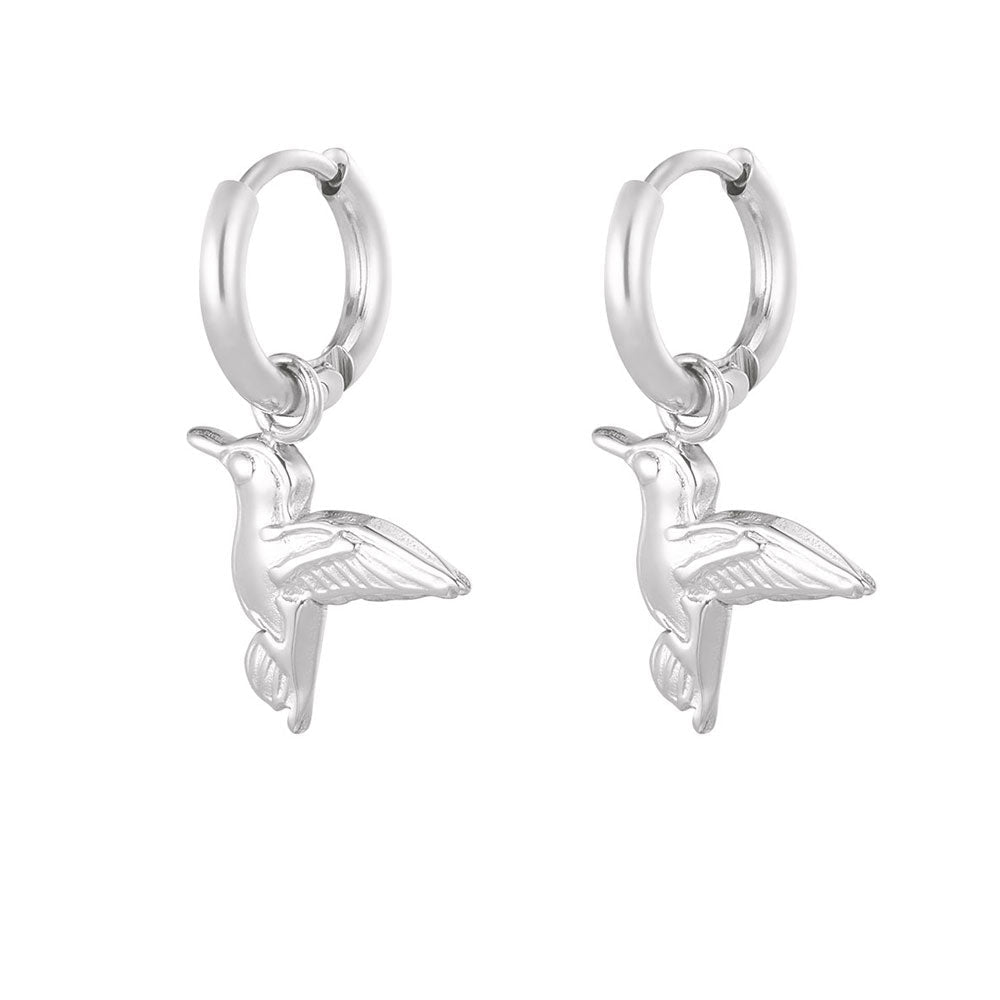 Ohrhänger Ohrringe - creolen mit Vogel - Silber - silber-vogel-oy-114 - Beau Soleil Jewelry
