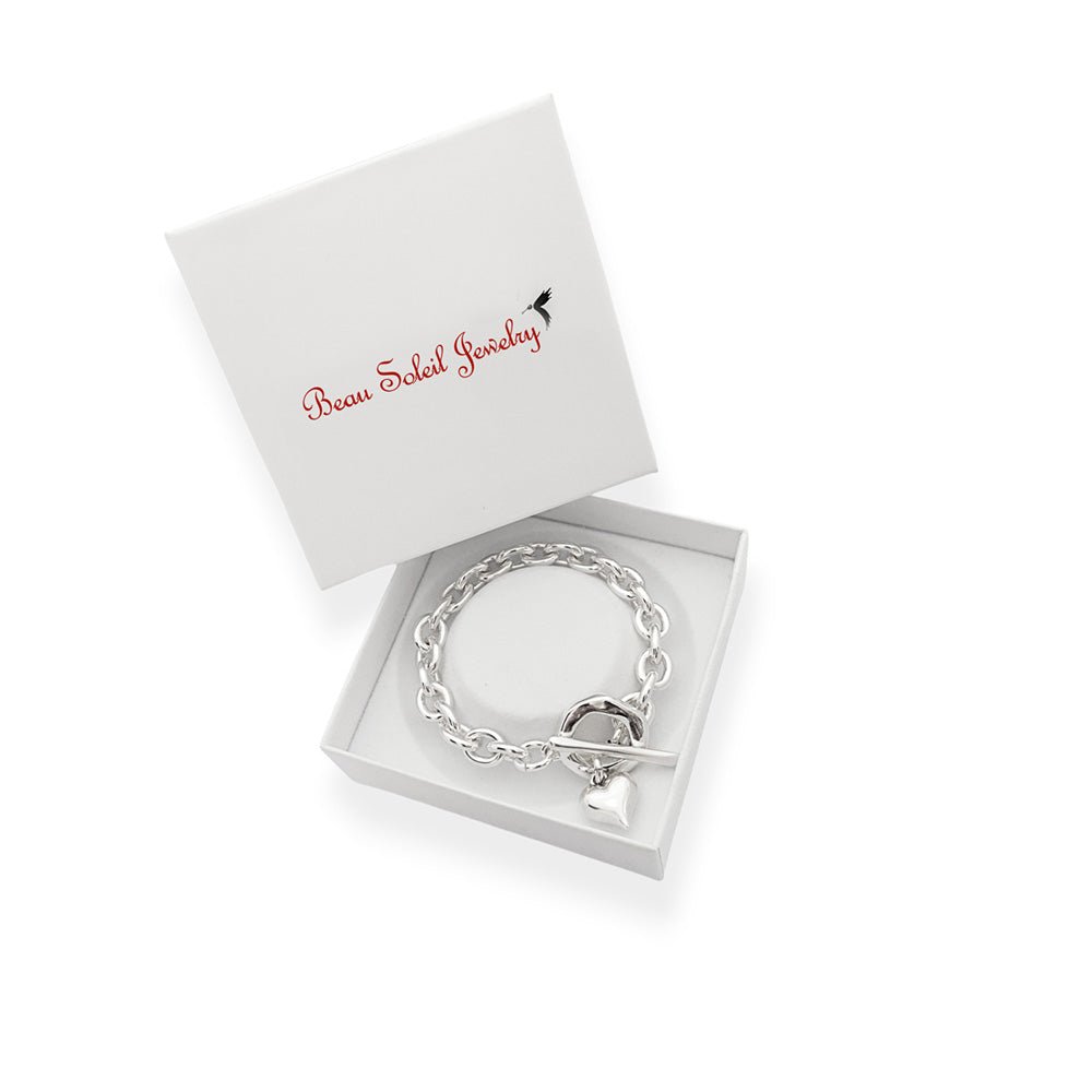 Armbänder - Glieder-Armband mit Herzanhänger - Silber - Beau Soleil Jewelry