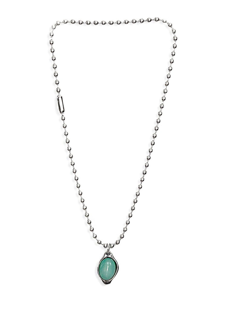 Ketten - Halskette mit ovalem Anhänger und türkisfarbigem Jadestein - K304 - Beau Soleil Jewelry