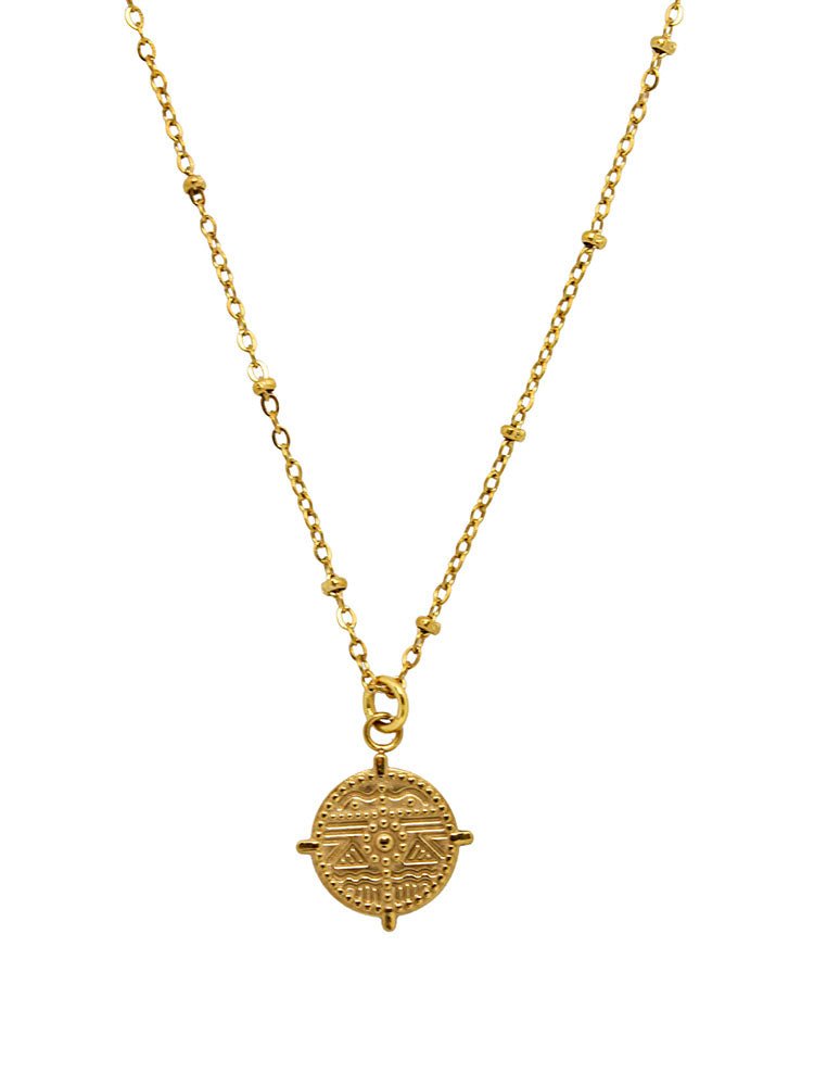 Ketten - Halskette vergoldet mit mit Münze - Gold - KG1036-gold - Beau Soleil Jewelry