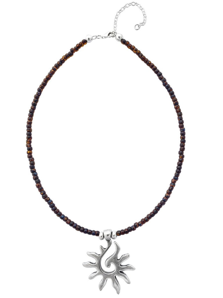 Schmuck - Halskette - Sonnen-Anhänger -  Perlen-Kette - Kette Collier Café y Sol K516 - Silber  - Beau Soleil Jewelry