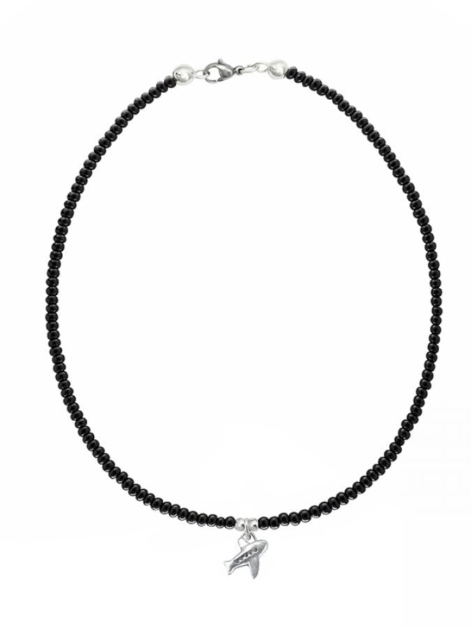 Ketten - 925 Silber kurze Halskette Aquablau Flugzeug Anhänger - K501_plane_kette_aquablau - Beau Soleil Jewelry