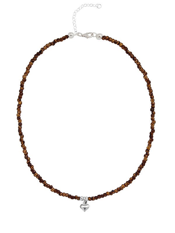 Ketten - 925 Silber Kette Collier Herz - Bernstein - K501_herz_bernstein - Beau Soleil Jewelry
