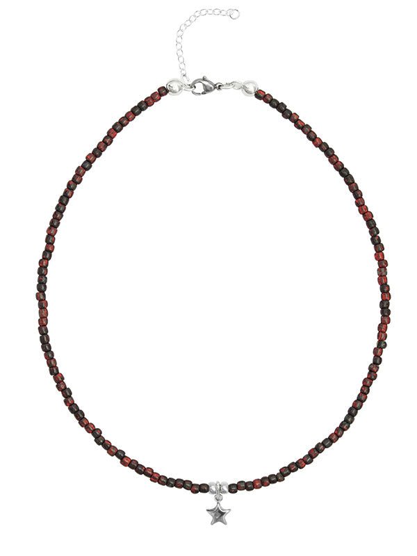 Ketten - 925 Silber Kette Collier Stern K501-Stern - Granat Rot - K501_stern_granatrot - Beau Soleil Jewelry