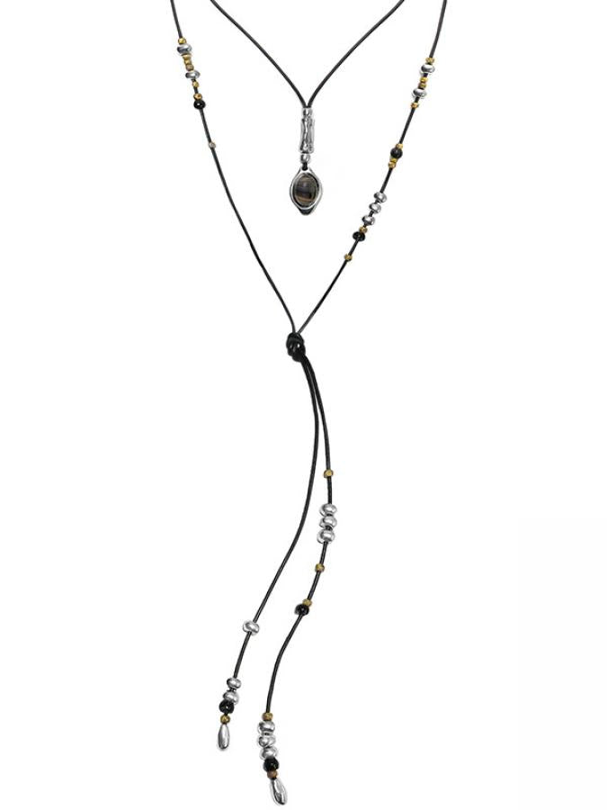 Ketten - Lederkette individuell tragbar mit Achat K273 - Braun - K273 - Beau Soleil Jewelry