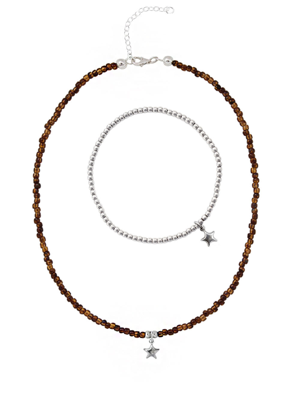 925 Silber Schmuck - Schmuck Set 925 Silber Kette & Armband mit Stern - 17 - Beau Soleil Jewelry