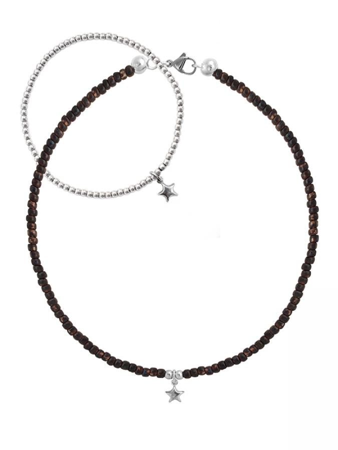 925 Silber Schmuck - Schmuck Set 925 Silber Kette & Armband mit Stern - 17 - Beau Soleil Jewelry