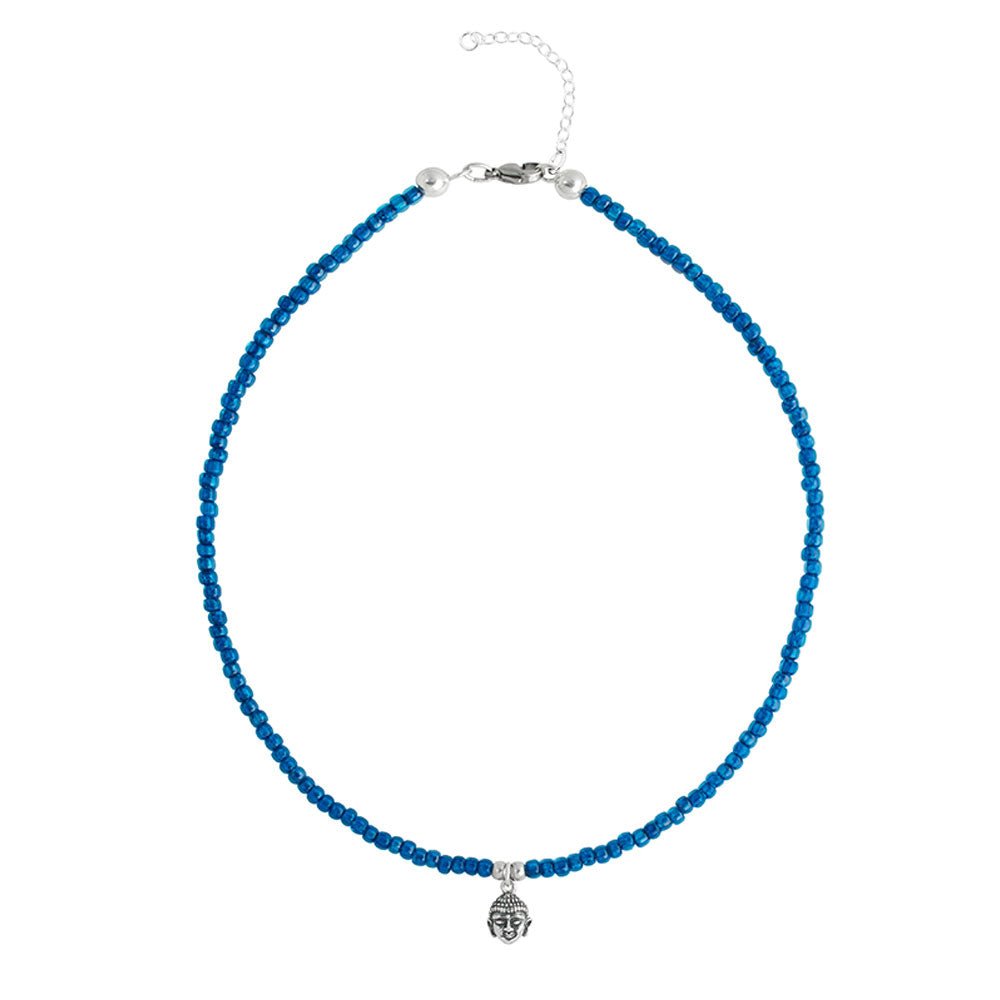Ketten - 925 Silber Kette Buddha 2 - Aquablau - K501_buddha-blau - Beau Soleil Jewelry