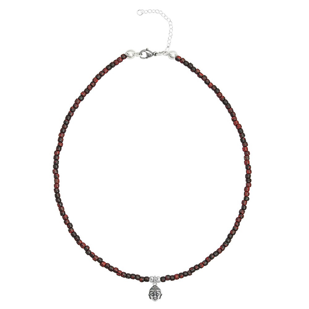 Ketten - 925 Silber Kette Buddha 2 - Granatrot - K501_buddha_granat-1 - Beau Soleil Jewelry