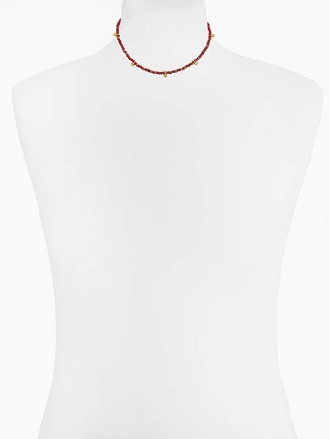 Ketten - Kette Collier vergoldet rote Rocailles - KG-010_pic-red - Beau Soleil Jewelry