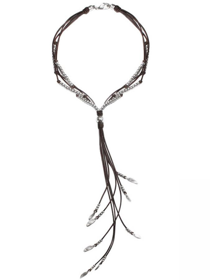 Lange Lederkette mit Fransen K182 - schwarzes Leder - K182KFransen - Halsketten - Beau Soleil Jewelry