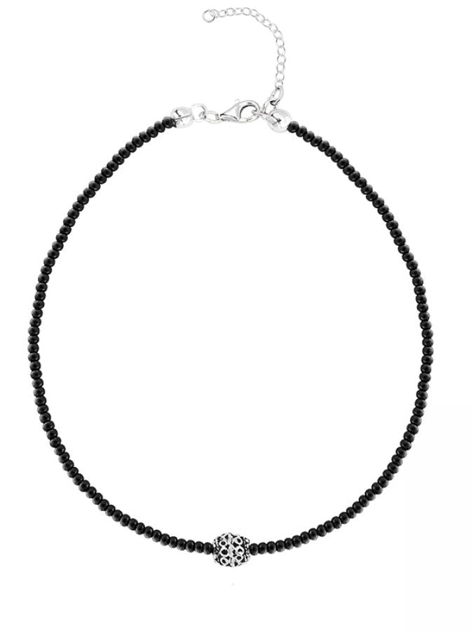 Ketten - Choker kurze Kette Collier K265-Schwarz - Silber - K265-schwarz - Beau Soleil Jewelry