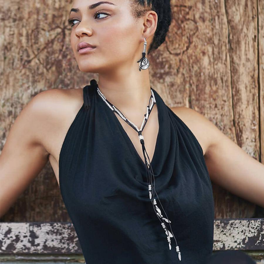 Leder Ohrhänger Ohrringe - Leder Ohrringe Tribal - 350o - Beau Soleil Jewelry